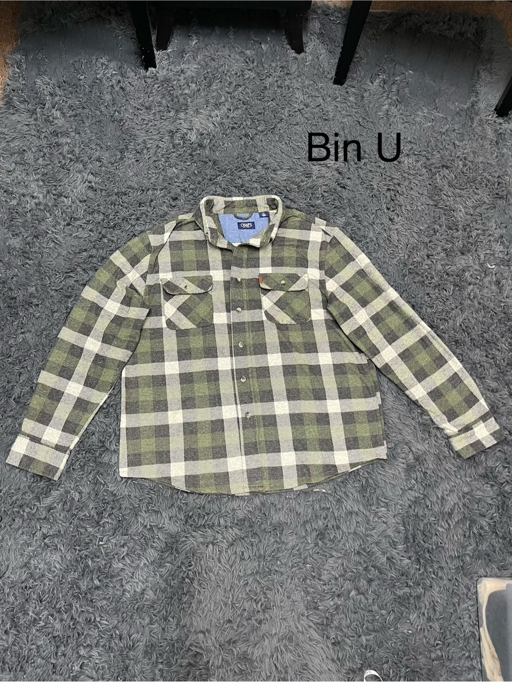 Chaps Men's Olive and Cream Flannel Shirt
